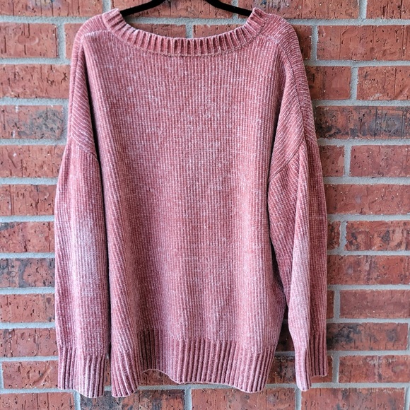 Zenana Outfitters Size Large Salmon Pink V-neck Pullover Cozy Soft Sweater - Picture 2 of 5